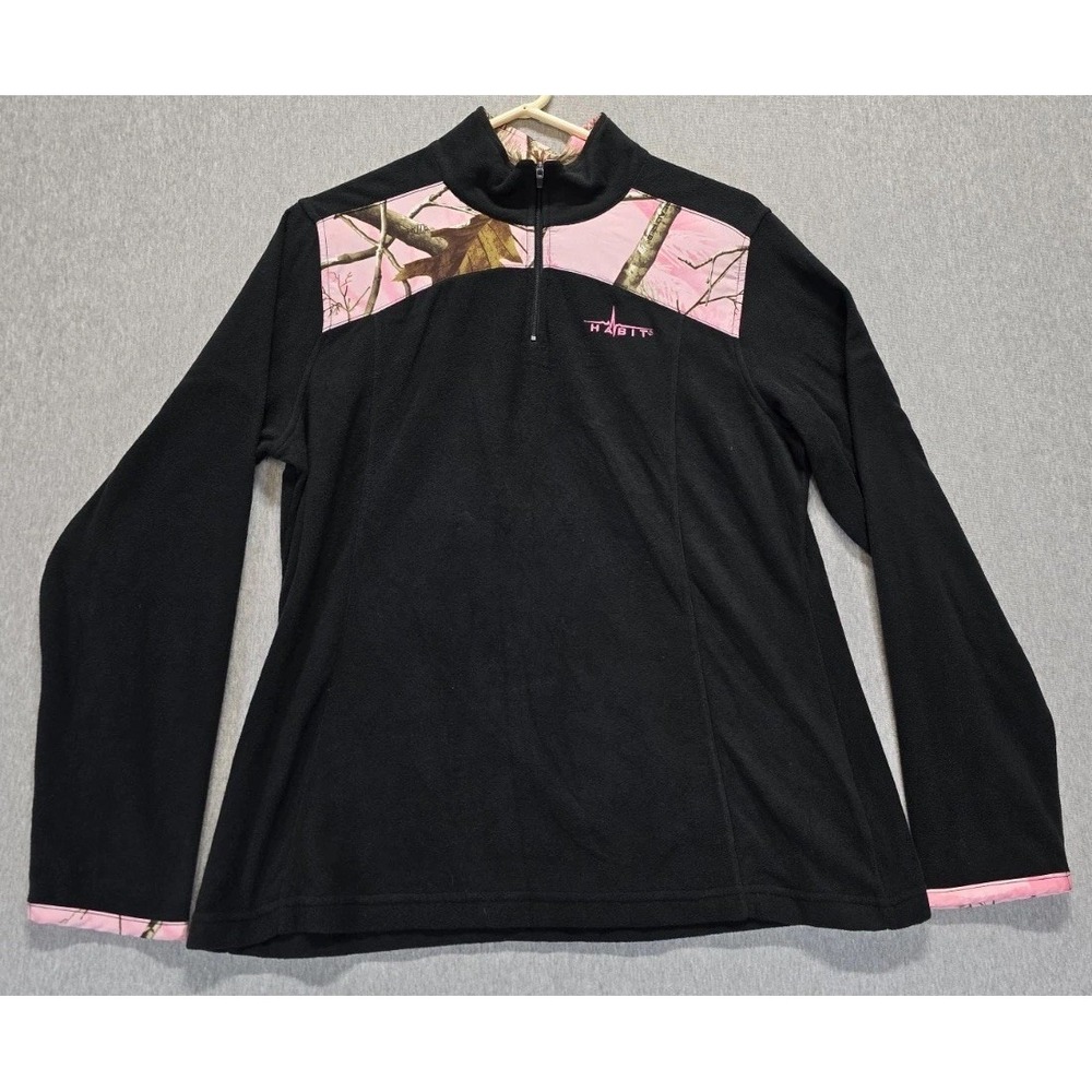 Habit Fleece Jacket Womens Small Black Realtree Mock Neck Quarter Zip Athleisure